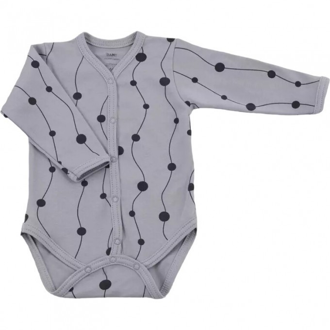 Боди с длинным рукавом RANT HUGS AND KISSES Pattern Grey (р.62-шн) 4670078630070